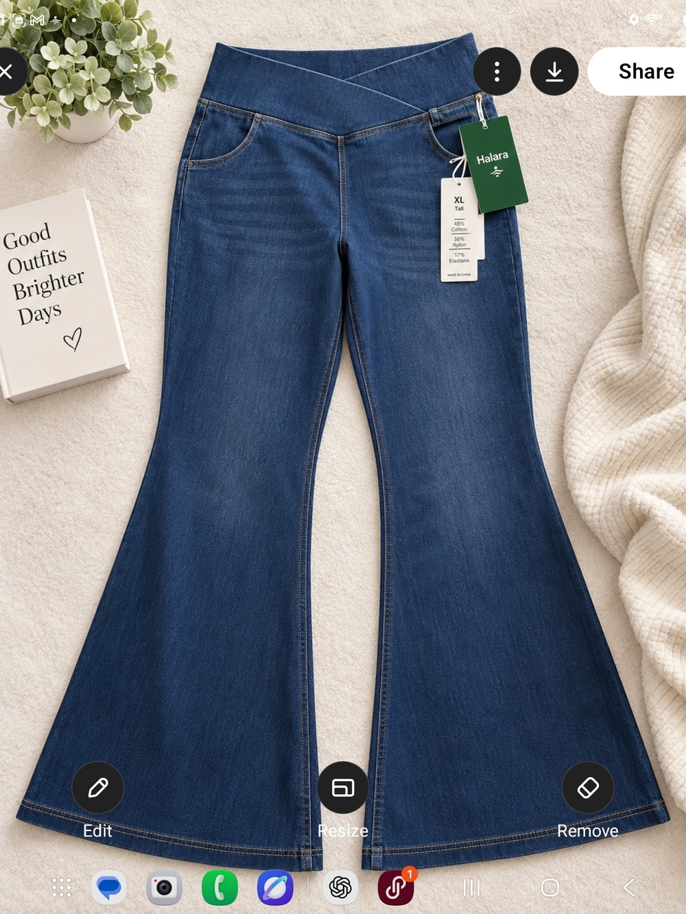 Halara Women’s Dark Blue Flare Jeans - High Waist Size XL